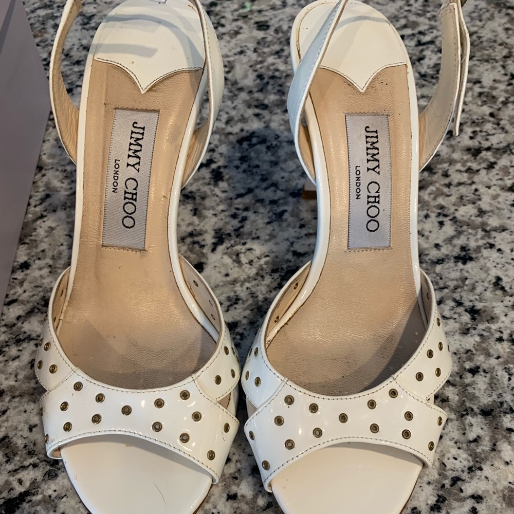 Jimmy Choo white patent shoes